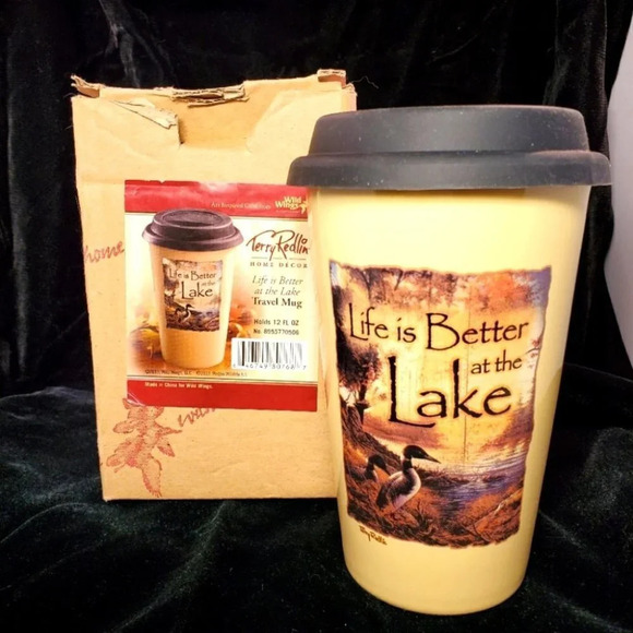 NWTs ~ Wild Wings ~ Travel  Mug w/ Original Art ~ Life is Better at the Lake! - Picture 2 of 6